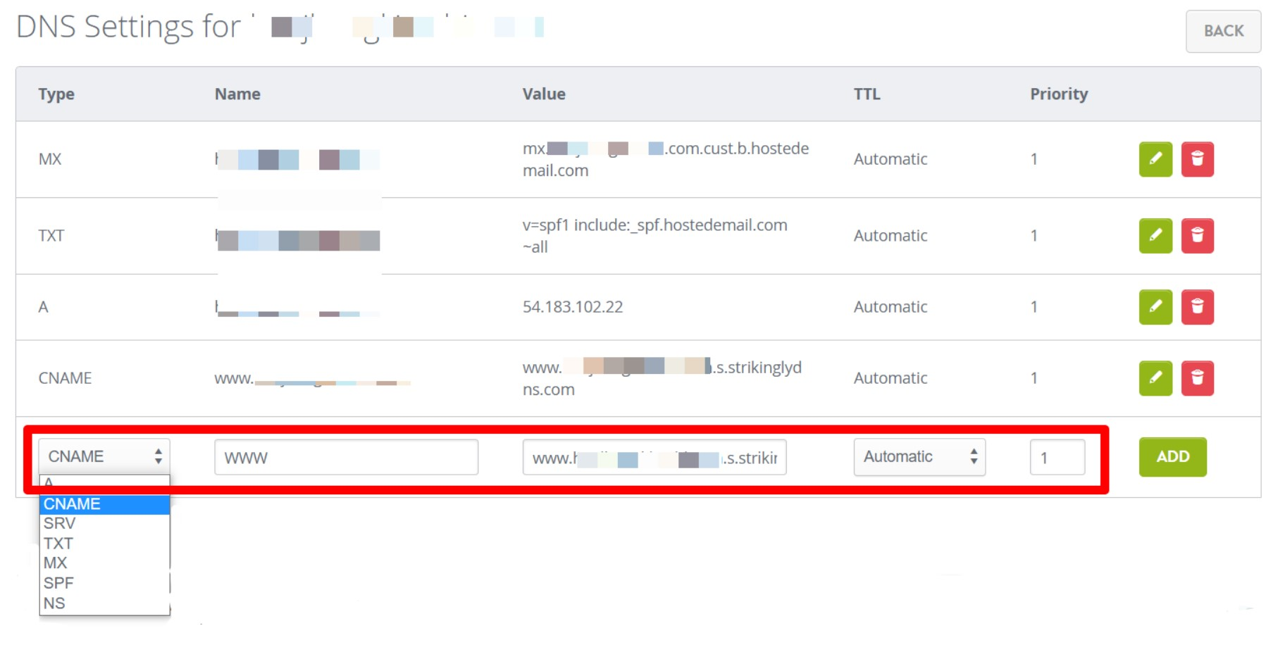 Manage DNS records Manage DNS records